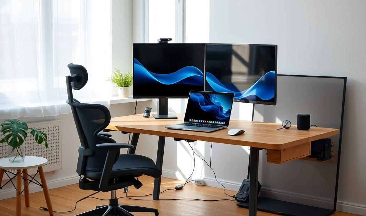 Imagen de oficina en casa creada con inteligencia artificial
