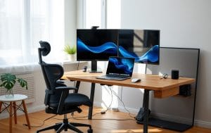 Imagen de oficina en casa creada con inteligencia artificial
