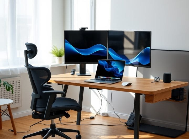 Imagen de oficina en casa creada con inteligencia artificial